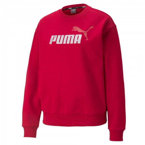 Puma Ess + Metallic Logo Crew FL / Damen Sweatshirt 586893 (Rot 33)