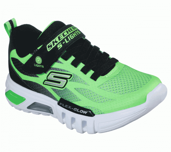 Skechers S Lights: Flex-Glow - Dezlo Kinder Sneaker 400016L (Grün-LMBK)