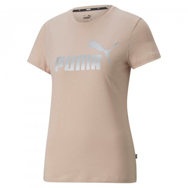 Puma ESS+ Metallic Logo Tee Damen T-Shirt 848303 (Rosa 47)