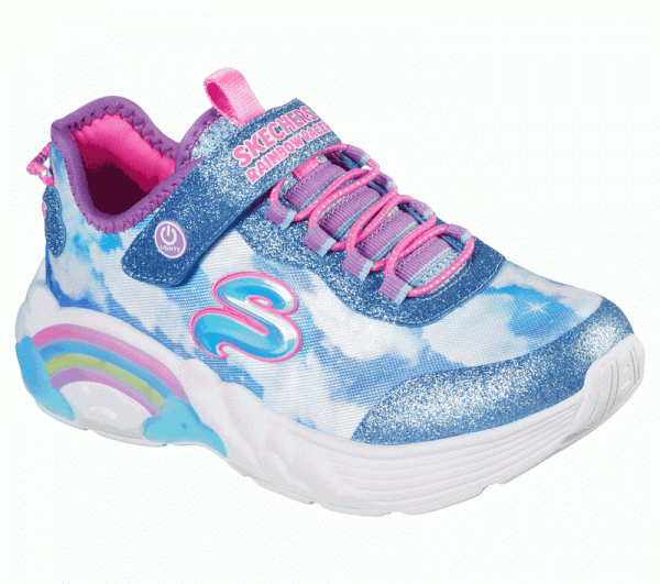 Skechers S Lights: Rainbow Racer Kinder Sneaker 302300L (Blau-BLU)