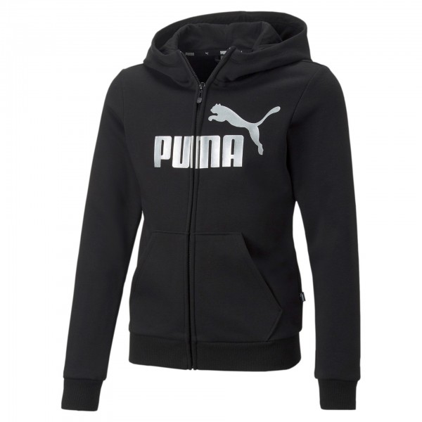 Puma ESS+ Logo Full-Zip Hoodie FL G Kinder Kapuzenjacke 672113 (Schwarz 01)