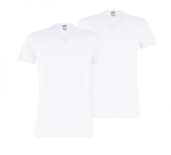 Puma 2er Pack Basic V-Neck Herren T-Shirt 100000890 (Weiß 002)