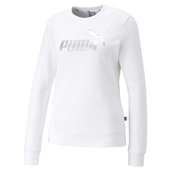Puma ESS+ Metallic Logo Crew TR Damen Pullover 673650 (Weiß 02)