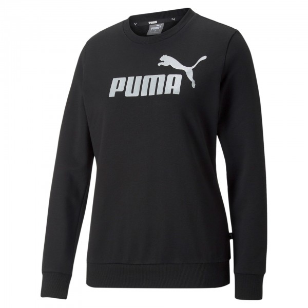 Puma ESS+ Metallic Logo Crew FL Damen Pullover 849956 (Schwarz 51)